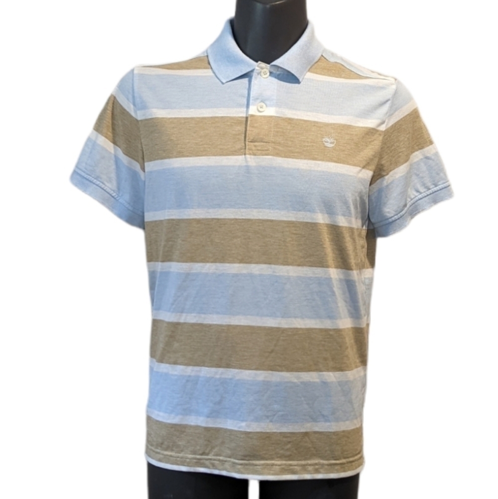 2/$20 𝅺Timberland Blue Beige Striped Polo Shirt Medium